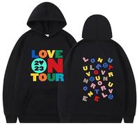 Silver Basic Love on Tour Sudadera con Capucha para Hombre Ha-rry Styles Sudadera de Manga Larga Primavera Otoño Jumper XXL，Negro-1
