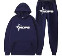 Silver Basic NOFS Chándal Sudadera con Capucha y Pantalón Conjunto para Hombre/Mujer Hip Hop Ropa Jogging Suit Nofs Chándal Y2K S,Azul Oscuro A-2
