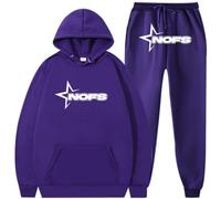 Silver Basic NOFS Chándal Sudadera con Capucha y Pantalón Conjunto para Hombre/Mujer Hip Hop Ropa Jogging Suit Nofs Chándal Y2K S,Morado A-2