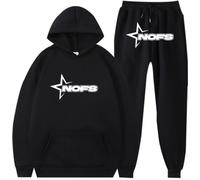 Silver Basic NOFS Chándal Sudadera con Capucha y Pantalón Conjunto para Hombre/Mujer Hip Hop Ropa Jogging Suit Nofs Chándal Y2K XL,Negro-2