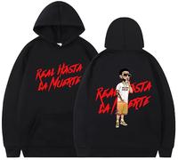 Silver Basic Rapero Anuel AA Sudadera con Capucha para Hombre Real hasta La Muerte Impreso Ropa Otoño Invierno Sudadera de Manga Larga M,Negro-1