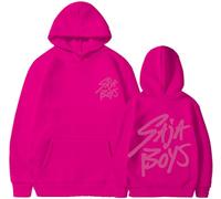 Silver Basic Sajaboys Demon-Hunter Sudadera con Capucha Impresa de Letra de Color sólido para Adultos-Rose-XL1