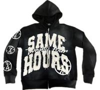Silver Basic Same Hours Chaqueta con Cremallera de Motocicleta Retro para Adultos para Hombres-Black-M1