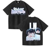 Silver Basic SKZ Stay In Our Little House Camiseta de Manga Corta de algodón Grueso para verano-Black3-S1