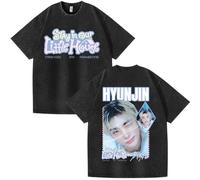 Silver Basic SKZ Stay In Our Little House Camiseta de Manga Corta de algodón Grueso para verano-Black4-S1