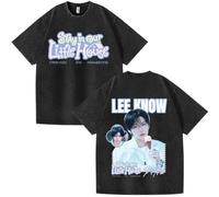 Silver Basic SKZ Stay In Our Little House Camiseta de Manga Corta de algodón Grueso para verano-Black6-S1