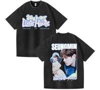 Silver Basic SKZ Stay In Our Little House Camiseta de Manga Corta de algodón Grueso para verano-Black5-S1