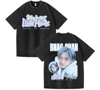 Silver Basic SKZ Stay In Our Little House Camiseta de Manga Corta de algodón Grueso para verano-Black1-S1