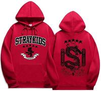 Silver Basic Stray Kids 5 Star Sudadera para Mujer y Niñas Adolescentes KPOP 2023 New Álbum Merch Ropa Sudadera con Estampado de Dragón L,Rojo-2