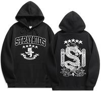 Silver Basic Stray Kids 5 Star Sudadera para Mujer y Niñas Adolescentes KPOP 2023 New Álbum Merch Ropa Sudadera con Estampado de Dragón S,Negro-2