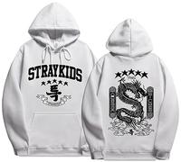 Silver Basic Stray Kids 5 Star Sudadera para Mujer y Niñas Adolescentes KPOP 2023 New Álbum Merch Ropa Sudadera con Estampado de Dragón L,Blanco-2