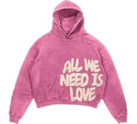 Silver Basic Sudadera Canserbero All We Need Is Love para Hombre y Mujer Cantante Canserbero Sudadera con Capucha Y2K Ropa para Fans de la Música S, Rosa-1