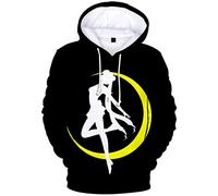 Silver Basic Sudadera con Capucha de Moon para Mujer,Sudadera de Manga Larga con Estampado 3D, Disfraz de Cosplay de Anime Japonés Moon Sudadera XL,69Negro-2