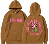 Silver Basic Sudadera con Capucha de nicho de Moda Impresa con Letras Femeninas-Coffee-XL1