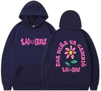 Silver Basic Sudadera con Capucha de nicho de Moda Impresa con Letras femeninas-DeepBlue-4XL1