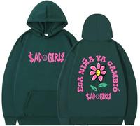 Silver Basic Sudadera con Capucha de nicho de Moda Impresa con Letras femeninas-Green-2XL1