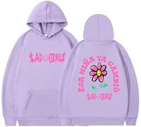 Silver Basic Sudadera con Capucha de nicho de Moda Impresa con Letras Femeninas-Lightpurple-XL1