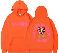 Silver Basic Sudadera con Capucha de nicho de Moda Impresa con Letras Femeninas-Orange-XL1