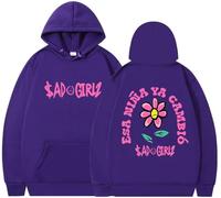 Silver Basic Sudadera con Capucha de nicho de Moda Impresa con Letras femeninas-Purple-2XL1