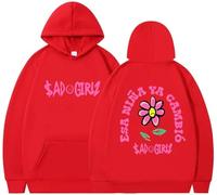 Silver Basic Sudadera con Capucha de nicho de Moda Impresa con Letras Femeninas-Red-XL1