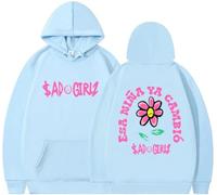 Silver Basic Sudadera con Capucha de nicho de Moda Impresa con Letras femeninas-SkyBlue-2XL1