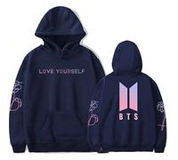 Silver Basic Sudadera con Capucha para Mujer KPOP Sudadera con Capucha Cool Pullover Hip Hop Sudadera XL,Azul B-3