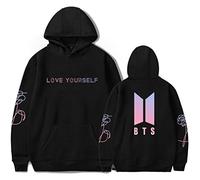 Silver Basic Sudadera con Capucha para Mujer KPOP Sudadera con Capucha Cool Pullover Hip Hop Sudadera M,Negro B-3