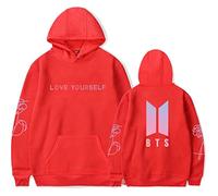 Silver Basic Sudadera con Capucha para Mujer KPOP Sudadera con Capucha Cool Pullover Hip Hop Sudadera 3XL,Rojo B-3