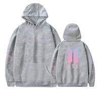 Silver Basic Sudadera con Capucha para Mujer KPOP Sudadera con Capucha Cool Pullover Hip Hop Sudadera XS,Gris B-3