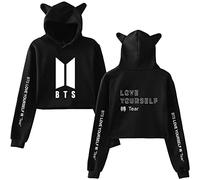 Silver Basic Sudadera con Capucha para Niñas y Mujeres Sudadera Crop Top Hoodie Fans Ropa S,Negro B-3