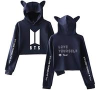 Silver Basic Sudadera con Capucha para Niñas y Mujeres Sudadera Crop Top Hoodie Fans Ropa XS,Azul B-3