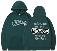 Silver Basic Sudadera con Capucha Rapper Feid Ferxxo para Hombre 2023 Nuevo álbum Support Ropa Jersey Streetwear Y2K Sudadera M, Verde Oscuro A-1
