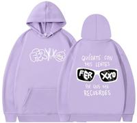 Silver Basic Sudadera con Capucha Rapper Feid Ferxxo para Hombre 2023 Nuevo álbum Support Ropa Jersey Streetwear Y2K Sudadera XL,Morado Claro A-1