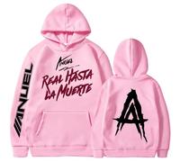 Silver Basic Sudadera de Anuel AA para Mujer/Hombre Nuevo álbum Real hasta La Muerte Support Ropa Hip Hop Jersey Primavera Otoño Abrigo XL,Rosa B-2
