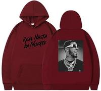 Silver Basic Sudadera de Anuel AA Real hasta La Muerte para Mujer y Hombre Música Nuevo álbum Support Ropa Primavera Otoño Abrigo M,Rojo Oscuro B-2