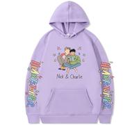 Silver Basic Sudadera Heartstopper para Hombre Sudadera con Estampados Nick y Charlie Heartstopper Ropa Sudadera de Manga TV-Series S,Morado Claro-1