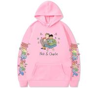 Silver Basic Sudadera Heartstopper para Hombre Sudadera con Estampados Nick y Charlie Heartstopper Ropa Sudadera de Manga TV-Series L,Rosa-1