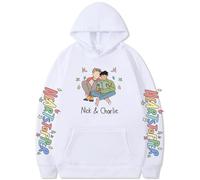 Silver Basic Sudadera Heartstopper para Hombre Sudadera con Estampados Nick y Charlie Heartstopper Ropa Sudadera de Manga TV-Series M,Blanco-1