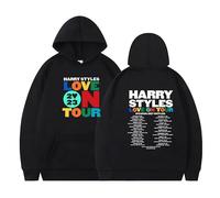 Silver Basic Sudadera Love on Tour para Hombre y Mujer Sudadera con Capucha Parejas Ha-rry Styles Concert 2023 Hoodie para Aficionados a la Música XXL,Negro-2