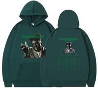 Silver Basic Suéter Deportivo Retro Hip Hop en la Calle de Manga Larga para Adultos-Darkgreen-L1