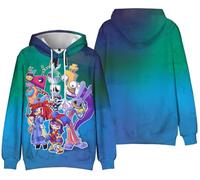 Silver Basic Talla Niño Sudadera The Amazing Digital Circus para Niños/Niñas Pomni Cosplay Costume Cartoon Sudadera de Manga Larga K-1,1101