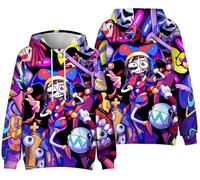 Silver Basic Talla Niño Sudadera The Amazing Digital Circus para Niños/Niñas Pomni Cosplay Costume Cartoon Sudadera de Manga Larga I-1,1401