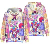 Silver Basic Talla Niño Sudadera The Amazing Digital Circus para Niños/Niñas Pomni Cosplay Costume Cartoon Sudadera de Manga Larga L-1,1401