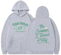 Silver Basic The Summer Turned Pretty Sudadera con Capucha Y2K para Mujeres en otoño e-Lightgrey-S1