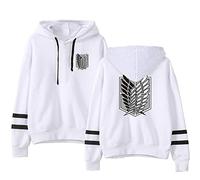 Silver Basic Titan Sudadera con Capucha para Hombres Scout Regiment Badge Cosplay Uniforme Shingeki No Kyojin Sudadera Levi Ackerman Disfraz M,Blanco Scout Regiment B-1