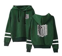 Silver Basic Titan Sudadera con Capucha para Hombres Scout Regiment Badge Cosplay Uniforme Shingeki No Kyojin Sudadera Levi Ackerman Disfraz L,Verde Scout Regiment B-1