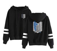 Silver Basic Titan Sudadera con Capucha para Hombres Scout Regiment Badge Cosplay Uniforme Shingeki No Kyojin Sudadera Levi Ackerman Disfraz M,Negro Scout Regiment D-1