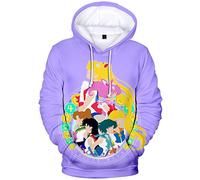 Silver Basic Unisex Novedad 3D Impreso Moon Sudadera con Bolsillo Grande Streetwear Casual Sudadera Moon Cosplay Jumper XXL,70Púrpura-3