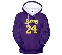 Silver Basic Unisex Novedad Sudadera con Capucha de Baloncesto Jersey 24 con un Diseño Impreso en 3D Fanáticos del Baloncesto 3XL,Morado-4
