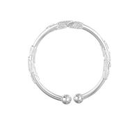 Silver Bracelet, Beaded Open Cuff Bangle for Women, Adjustable Fashion Jewelry Piece, 6cm Diameter, 0.6cm Width, for Anniversaries Graduation Wedding Travel Date Birthday Work Formal Prom Use